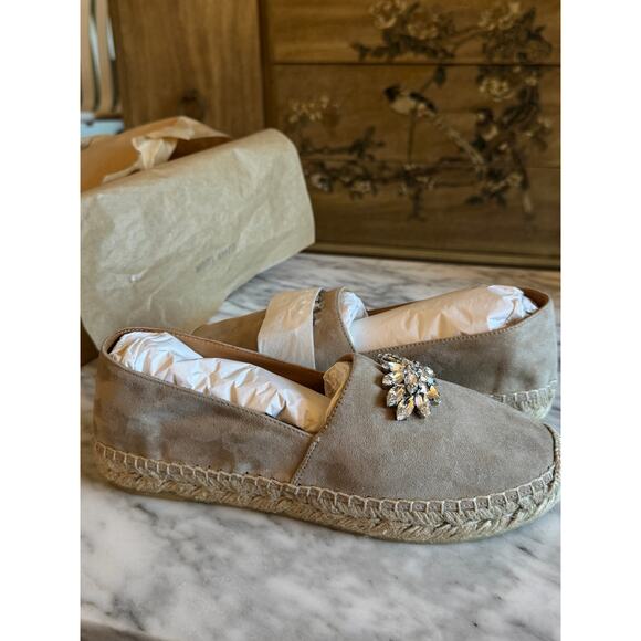 Miu Miu NWB Beige Crystal-Embellished Espadrilles - Picture 3 of 7
